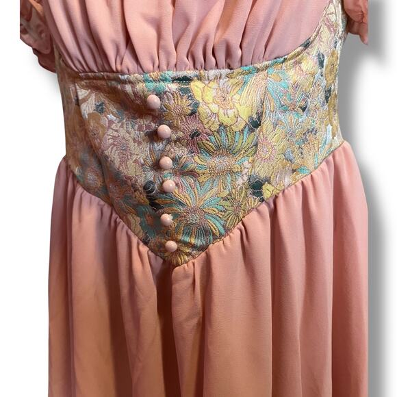 Shein Coquette Pink Puff Sleeve Mini Dress Cottagecore Fairycore Regency Small - Picture 3 of 7